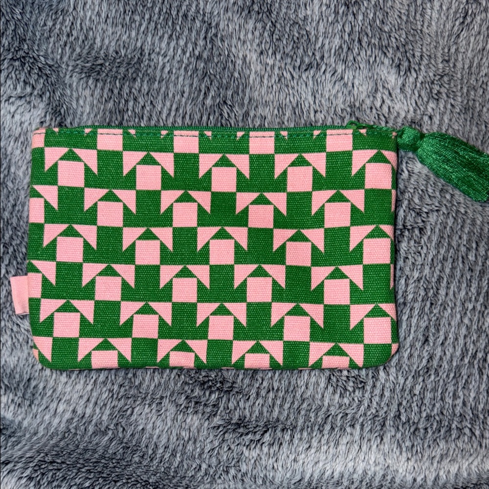 Pink & Green Geometric Zipper Pouch